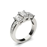 4 Prong Setting Studded Three Stone Ring