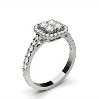 4 Prong Setting Round Diamond Cluster Ring