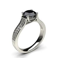 4 prong setting studded side stone engagement black diamond ring