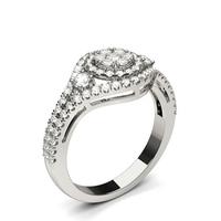 4 Prong Setting Round Diamond Cluster Ring