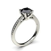 4 Prong Setting Thin Side Stone Engagement Black Diamond Ring