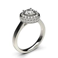 4 Prong Setting Plain Halo Engagement Ring