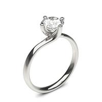 4 Prong Setting Round Diamond Plain Engagement Ring