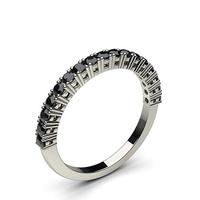 4 Prong Setting Half Eternity Black Diamond Ring