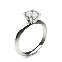 4 Prong Setting Round Diamond Plain Engagement Ring