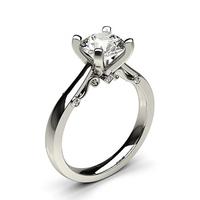 4 Prong Setting Round Diamond Plain Engagement Ring