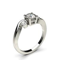 4 Prong & Semi Bezel Setting Plain Three stone Ring