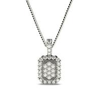 4 Prong & Pave Setting Round Diamond Cluster Pendant