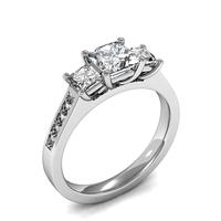 4 Prong Setting Studded Three Stone Ring