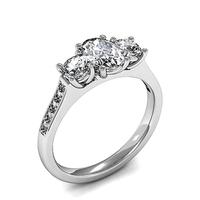 4 prong setting studded three stone ring