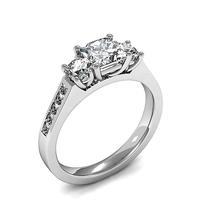 4 prong setting studded three stone ring