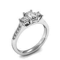 4 prong setting studded three stone ring