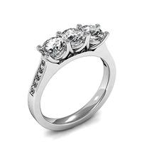 4 prong setting studded three stone ring