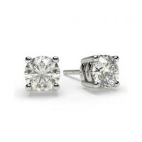 4 Prong Setting Round Diamond Stud Earring