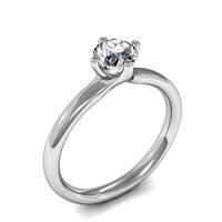 4 Prong Setting Round Diamond Plain Engagement Ring