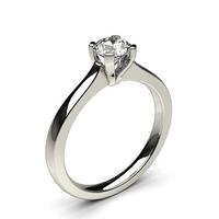 4 Prong Setting Round Diamond Plain Engagement Ring