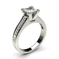 4 Prong Setting Large Side Stone Engagement Ring