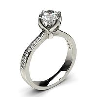 4 Prong Setting Large Side Stone Engagement Ring