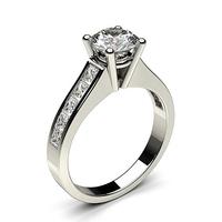 4 Prong Setting Large Side Stone Engagement Ring