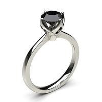 4 prong setting thin engagement black diamond ring