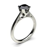 4 prong setting thin engagement black diamond ring