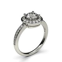 4 Prong Setting Plain Halo Engagement Ring