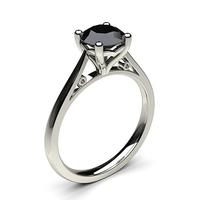 4 prong setting thin engagement black diamond ring