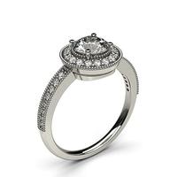 4 Prong Setting Plain Halo Engagement Ring