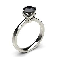 4 Prong Setting Medium Engagement Black Diamond Ring