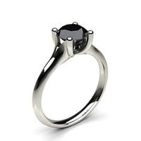 4 Prong Setting Plain Engagement Black Diamond Ring