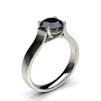 4 prong setting plain engagement black diamond ring