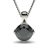 4 prong setting black diamond solitaire pendant