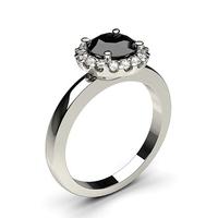 4 Prong Setting Plain Halo Black Diamond Ring