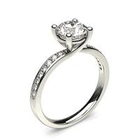 4 Prong Setting Studded Side Stone Engagement Ring
