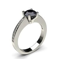 4 prong setting medium side stone engagement black diamond ring