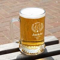 40th wreath unique engraved glass pint tankard special offer