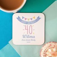 40th Birthday Drinks Coaster for Her