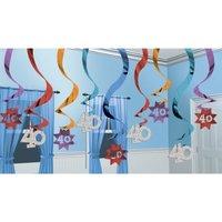 40th Hanging Swirl Decorations