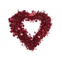 40x 40cm Red Fancy Design Tinsel Covered Framed Heart