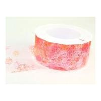 40mm Merryland Patterned Net Ribbon Trimming Pink