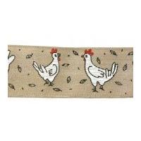 40mm Wire Edge Easter Chicks Print Ribbon Grey
