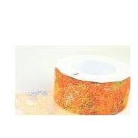 40mm Merryland Patterned Net Ribbon Trimming Orange