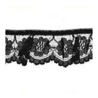 40mm Frilled Gathered Nylon Lace Trimming Black