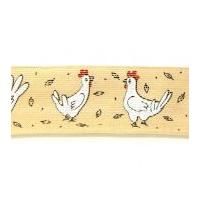 40mm Wire Edge Easter Chicks Print Ribbon Beige
