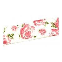 40mm Vintage Style Flower Wired Edge Ribbon Pink