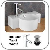 40.5cm Raguso Countertop Small Hand Basin perfect for Ensuite with Tap and waste