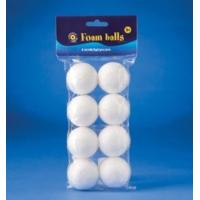 40mm White 8 Piece Foam Balls Pack