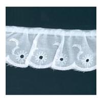 40mm Gathered Broderie Anglaise Lace Trimming White