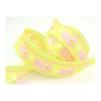 40mm Owl Print Wired Ribbon Pink/Green