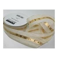 40mm Rustica Wired Christmas Ribbon Gold